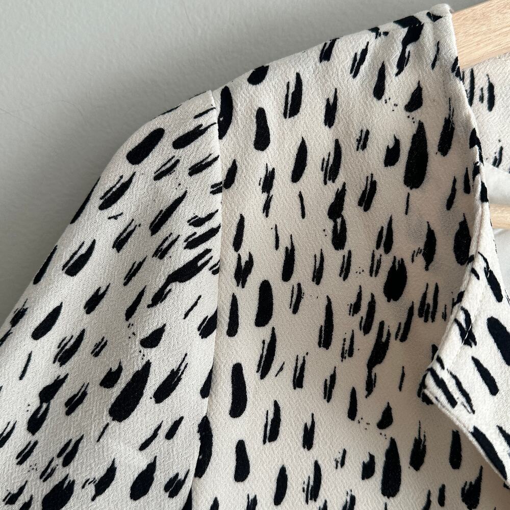 Essentiel Antwerp Shift Split Neck Dress 34 4 S Small Cream Black Animal Print - Picture 4 of 10